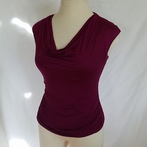Wine jewel tone drape front top